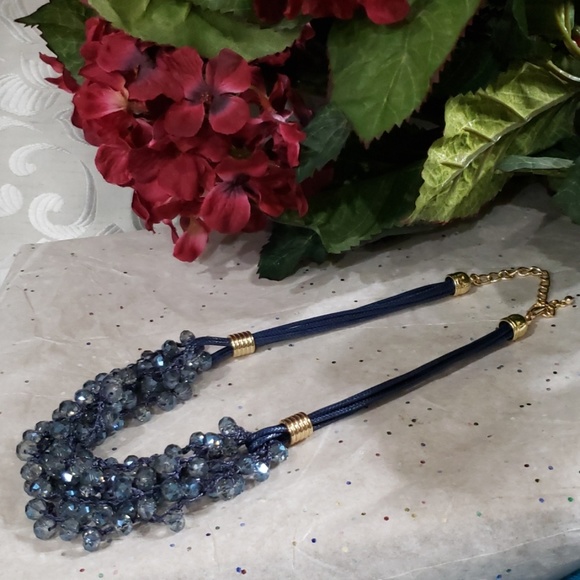 Jewelry Beaded Necklace With Extender Blue Gold Poshmark